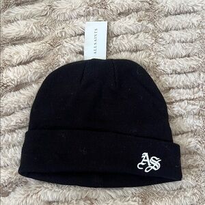 NWT All Saints Men’s Embroidered Black Beanie One Size